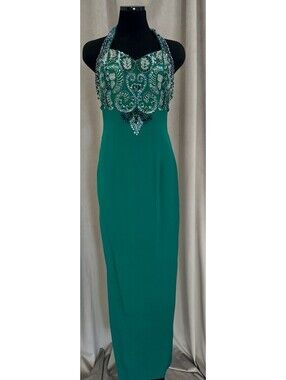 Alyce Designs  Vintage Cocktail Evening Prom Sequin Embroidered  Maxi Dress